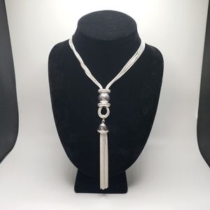 Silver Tassel Dangle Necklace